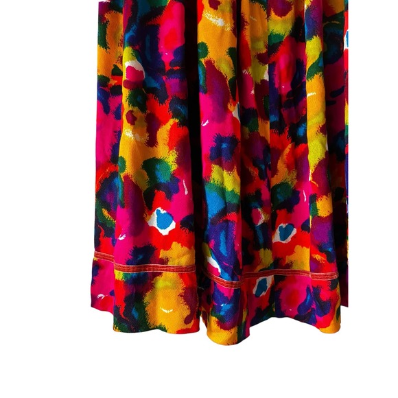 Vintage 1970s 70s Handmade Rainbow Bark Cloth Skirt Set - Picture 11 of 12